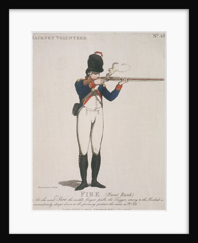 Hackney Volunteer firing a rifle by Anonymous