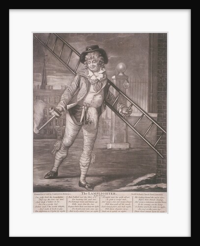 Lamplighter, 1790; with humorous text in the lower margin by Anonymous