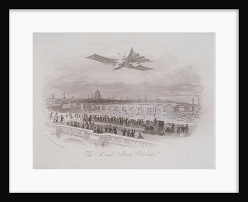 Early flying machine passing over London by Anonymous