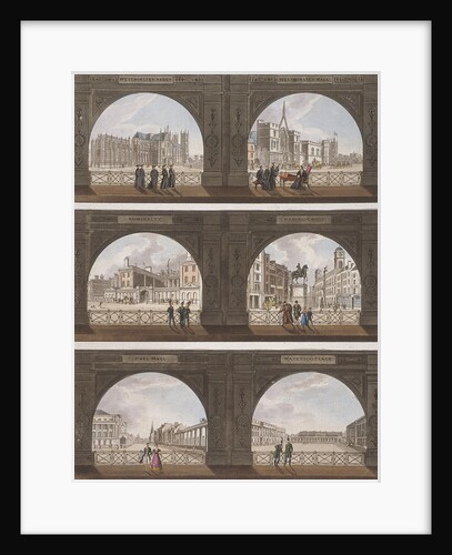 Six views of London sites seen through an arch by Anonymous