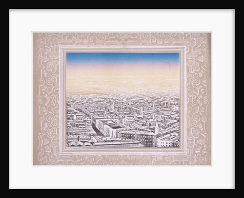Aerial view of London with decorative border by Kronheim & Co
