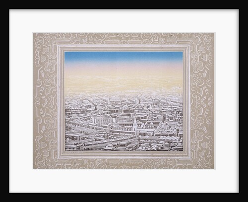 Aerial view of London with decorative border by Kronheim & Co