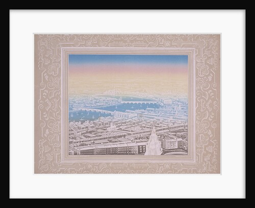 Aerial view of London showing Waterloo Bridge and Blackfriars Bridge by Kronheim & Co