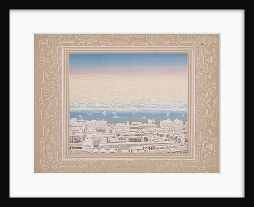 Aerial view of London with decorative border by Kronheim & Co