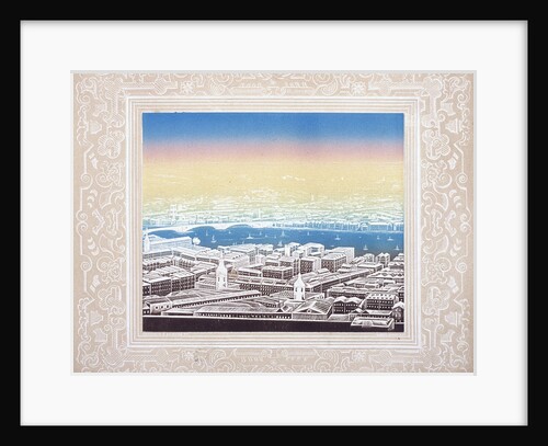 Aerial view of London with decorative border by Kronheim & Co