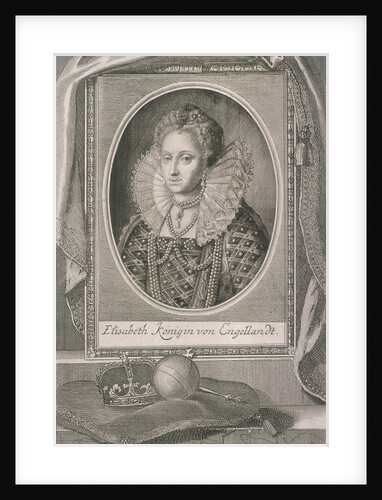 Queen Elizabeth I with crown and orb on a cushion by Anonymous