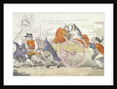 The Corporation hog's journey to Smithfield in stile or aldermen turned pig show men. by Isaac Cruikshank