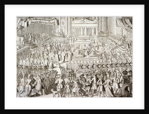 Coronation of William III and Mary II in Westminster Abbey, London by Anonymous