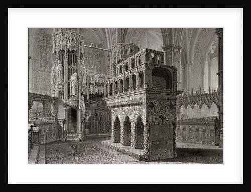 Edward the Confessor's mausoleum, in the king's chapel, Westminster Abbey, London by John Le Keux