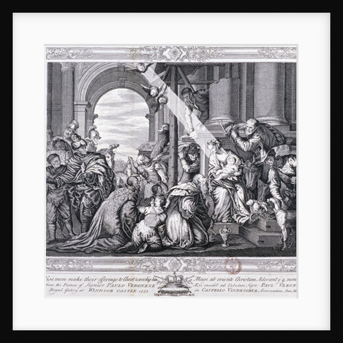 The Three Wise Men make their offerings to Christ and worship him by Anonymous