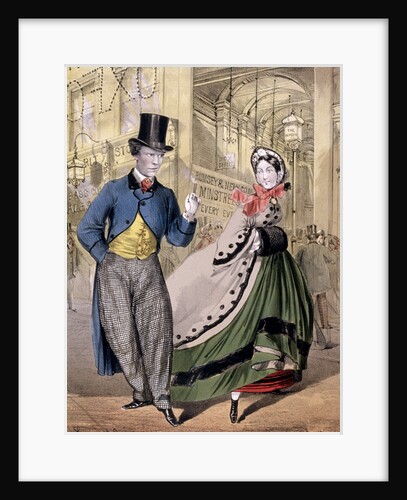 A lady and a gentleman by the entrance to the Oxford Music Hall, Oxford St, Westminster by Concanen & Lee