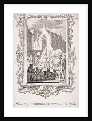 Scene of protestants being burnt at Smithfield by Charles Grignion