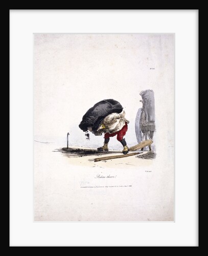 View of a coalman removing a heavy sack of coal from his cart by Engelmann