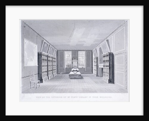 Interior view of Mr Pepys' library in York Buildings, Westminster, London by R Cooper