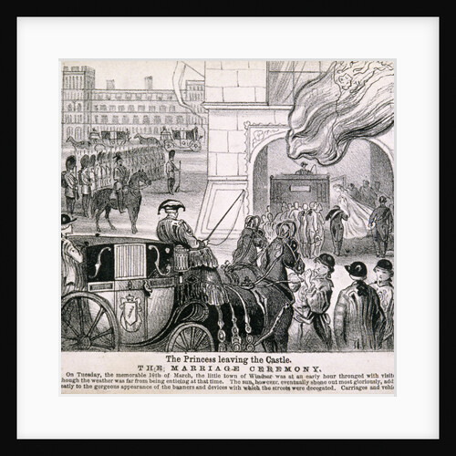 Princess Alexandra getting in her coach to leave Windsor Castle for her wedding, March 1863 by Anonymous