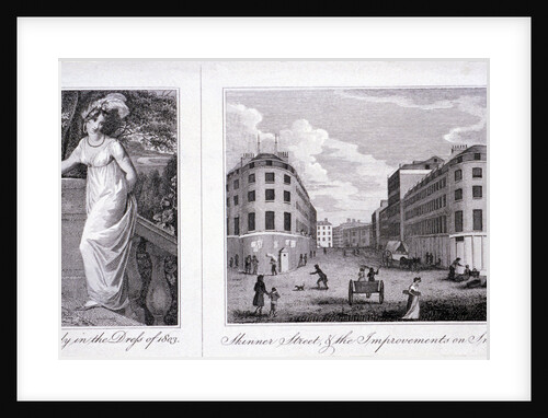 Woman in a dress and London street scene by Anonymous