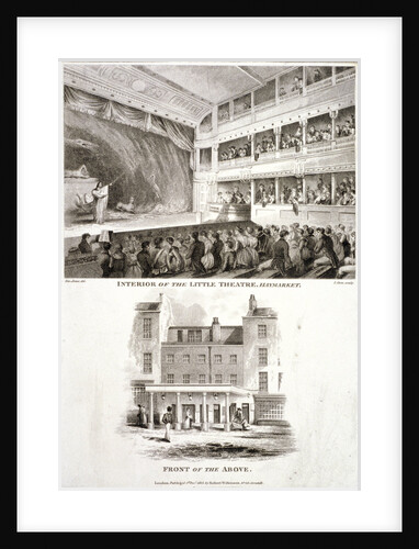 Interior and exterior views of the Haymarket Theatre, Westminster, London by James Stow