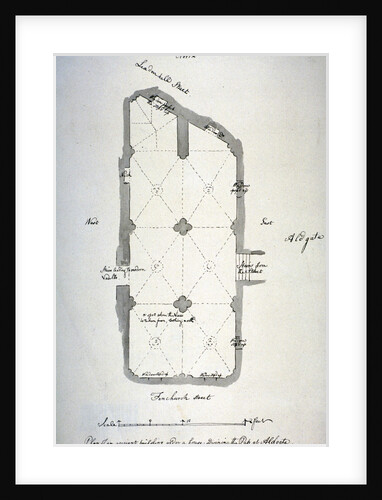 Plan of vaulting in St Michael's Crypt, Aldgate, London by John Carter