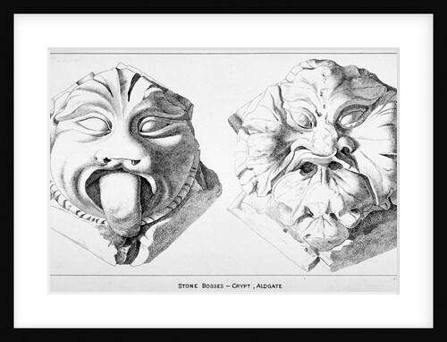 Stone bosses from St Michael's Crypt, Aldgate Street, London, c1830(?) by J Emslie & Sons