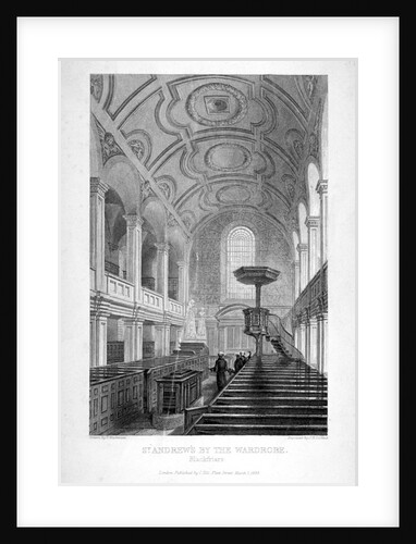 St Andrew by the Wardrobe, City of London by John Le Keux