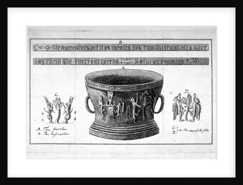 Depiction of a mortar from the Apothecaries' Hall, including inscription by Anonymous