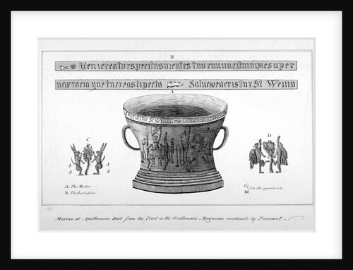 Depiction of a mortar from the Apothecaries' Hall, including inscription by Anonymous