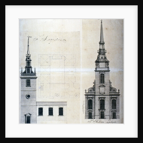 Elevation and plan of St Augustine, Watling Street, City of London by Anonymous