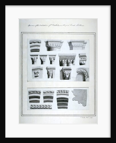 Architectural features in the Church of St Bartholomew-the-Great, Smithfield, City of London by Thomas Fisher