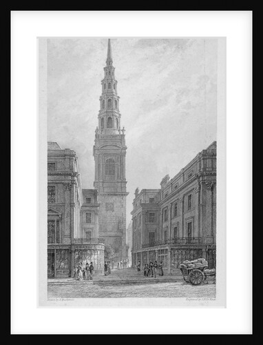 St Bride's Church, Fleet Street, City of London by John Le Keux