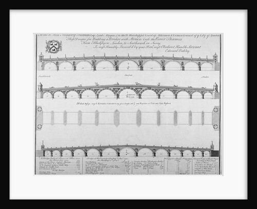 Three designs by Edward Oakley for Blackfriars Bridge by Benjamin Cole