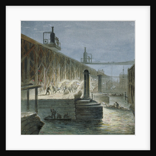 Demolition work being carried out on Blackfriars Bridge from the Surrey shore, London by George Maund