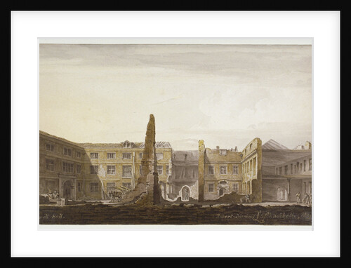 Blackwell Hall during demolition, City of London by Robert Blemmell Schnebbelie