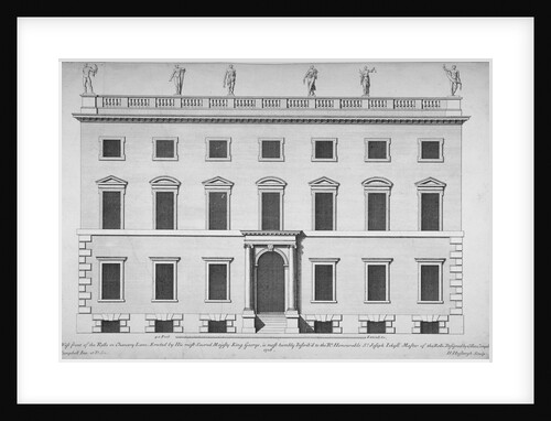 Elevation of the west front of the Rolls Office, Chancery Lane, City of London by Hendrick Hulsbergh