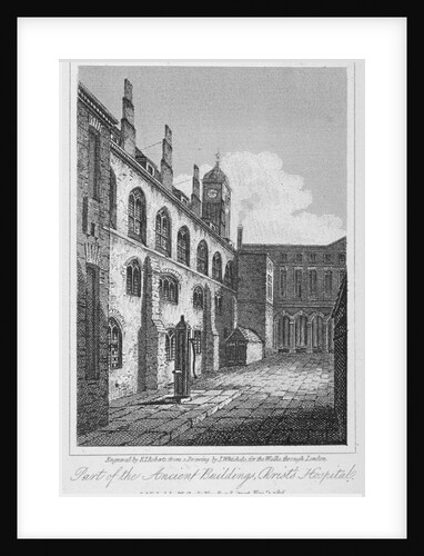 View of Christ's Hospital and a water pump, City of London by Edward John Roberts