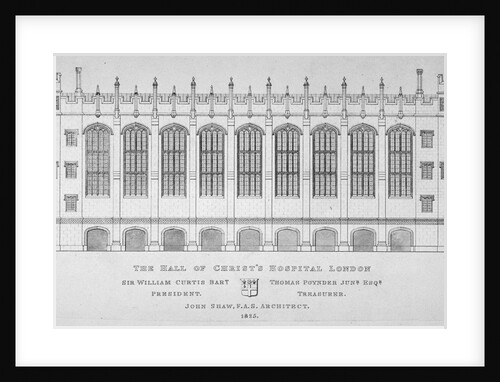 Elevation of the hall of Christ's Hospital, City of London by Anonymous