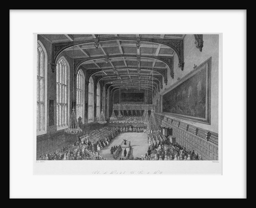 Interior of the hall; delivery of the annual orations, Christ's Hospital, City of London by Harden Sidney Melville