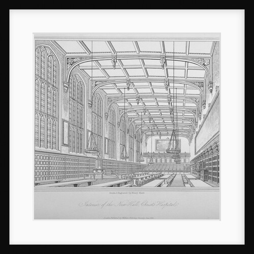 Interior view of the hall, Christ's Hospital, City of London by Henry Shaw