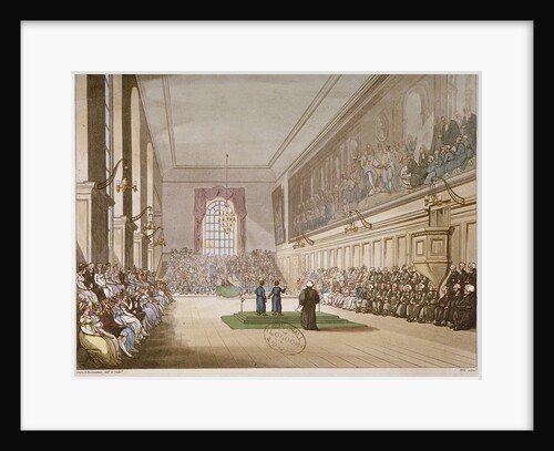 Interior view of the hall of Christ's Hospital, with an event taking place, City of London by Augustus Charles Pugin