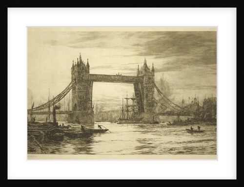 Tower Bridge viewed from the River Thames, London by William Lionel Wyllie