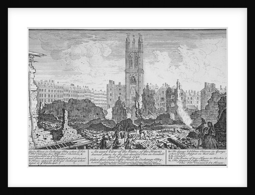 Ruins of houses burnt down in a fire in Cornhill, City of London, 25 March by Anonymous
