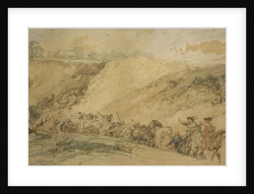 Army Waggons in a Ravine by Sir John Gilbert