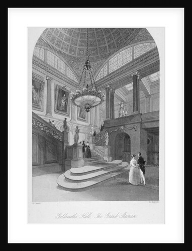 Interior view of the Goldsmiths' Hall showing the grand staircase, City of London by Harden Sidney Melville