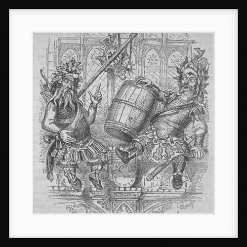 Gog and Magog with a barrel by Ebenezer Landells