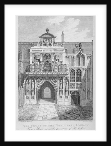 Front view of the Guildhall, looking north, City of London by George Hollis