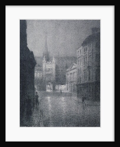Nocturnal view of the Guildhall from the corner of Gresham Street, City of London by Thomas Robert Way