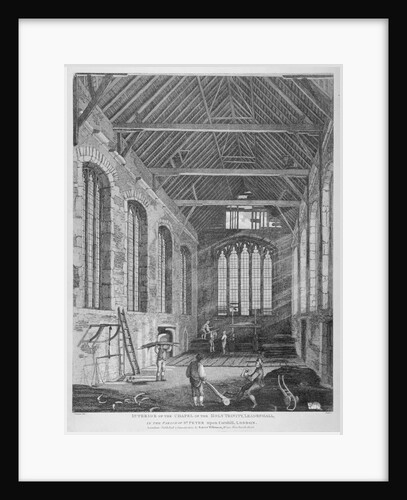 Workmen dismantling Holy Trinity Chapel, Leadenhall Street, City of London by Thomas Dale