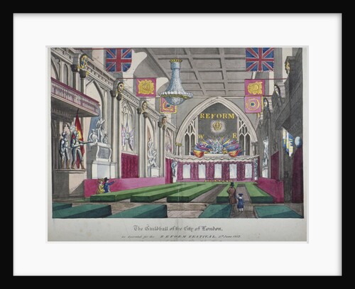 Interior view of the Guildhall decorated for the Reform Festival, City of London by Anonymous