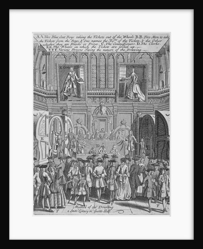 Drawing of the state lottery in the Guildhall, City of London by Anonymous