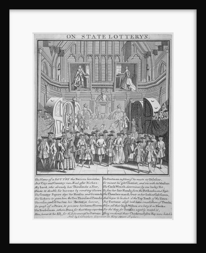 Drawing of the state lottery in the Guildhall, City of London by Anonymous