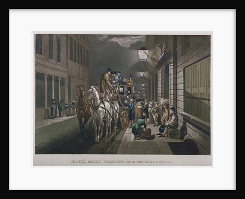 Mail coach outside the General Post Office, Lombard Street, City of London by Charles Hunt